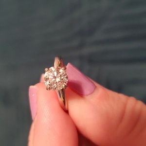 Engagement Round Solitaire Diamond and White Gold Ring